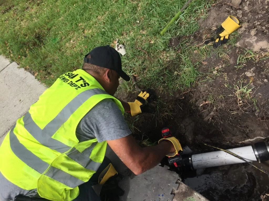 Sewer line repair in the field